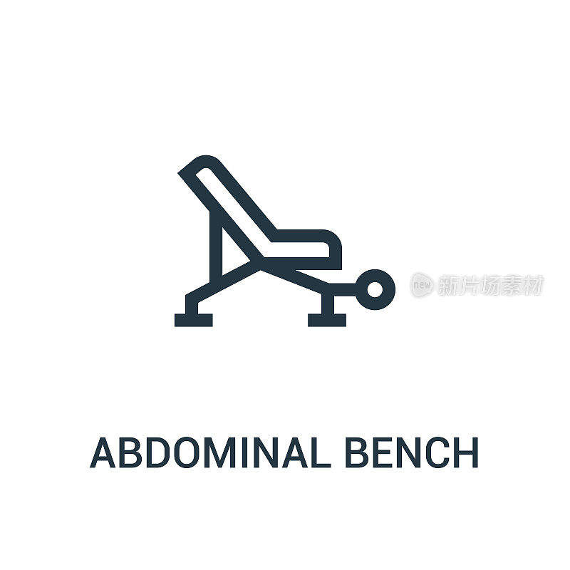 abdominal bench icon vector from gym collection. Thin line abdominal bench outline icon vector illustration.